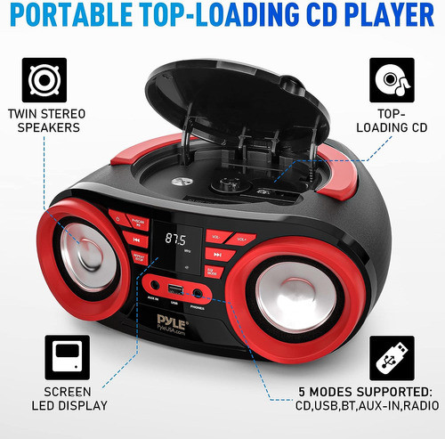 Alto-falante Bluetooth Boombox Com Leitor De Cd Portátil Pyl 1