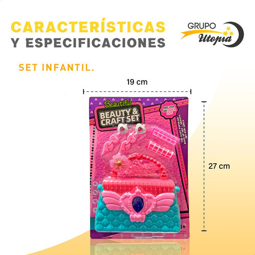 Set De Belleza Carterita Juguete Con Correa Aros Cartera 1