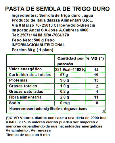 Pasta T/duro Spaghetti Nª 5 Mazza Chef 500 Grs 1