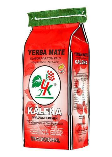 Yerba Mate Kalena Tradicional 500g X 6 Unidades | Barbacua 0