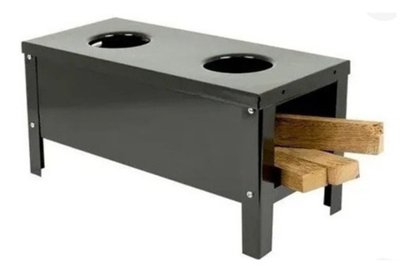 Fogão A Lenha Portátil Compact Revestido Aço Carbono 2 Bocas 0