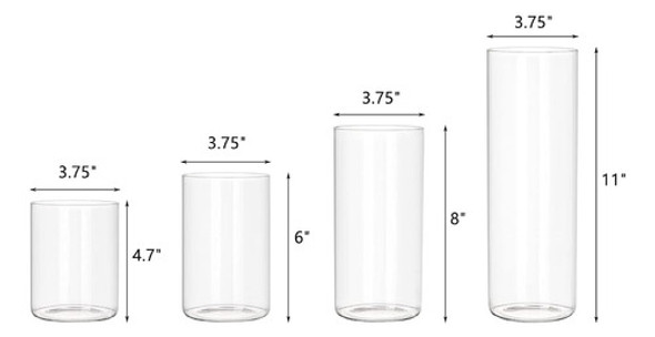 Juego De Frcctre De 4 Cilindros De Vidrio Jarrón, Jarrón De 1