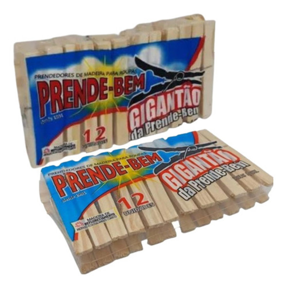 Kit 24 Prendedor De Roupa Grande Pregador Madeira Varal Full 0