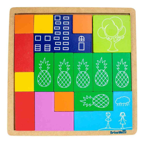 Jogo Tetris Em Plano - Madeira - Brinqmutti 0