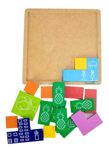 Jogo Tetris Em Plano - Madeira - Brinqmutti 1