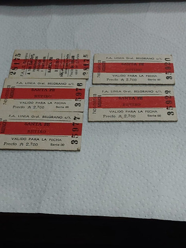 Boletos De Ffcc  Belgrano. Santa Fe- Retiro-coleccionistas 1