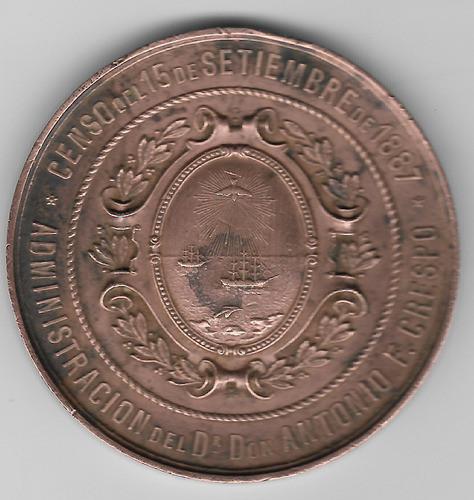 !!! Medalla Censo De Buenos Aires 15 Septiembre 1887  !!! 0
