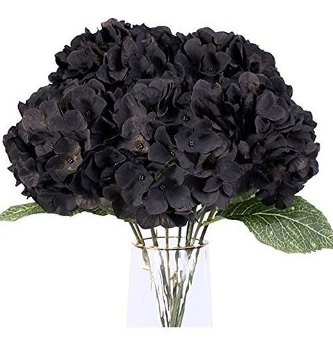 Hortensias Artificiales De Seda 1ramo X5 Flores - Negro 0