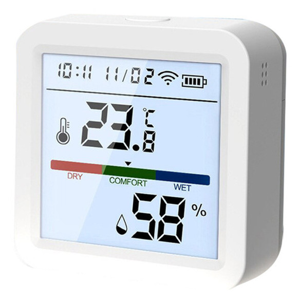 Sensor De Temperatura E Umidade Tuya Wifi Life Backlight Hy 0