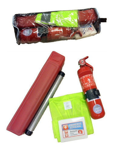 Kit Seguridad Matafuego 1kg Botiquín Chaleco Cuarta Baliza 1