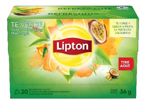 Té Verde Naranja Y Maracuyá Lipton 20 Sobres. 0