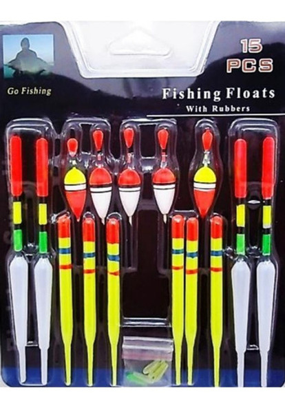 Set De 15 Boyas De Pesca Diversos Tamaños 0