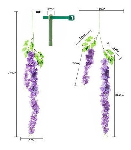 Glicinas Artificiales 98cm X 10 Guirnaldas Realistas Violeta 1