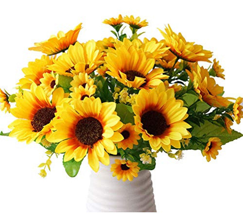 Uupp 2 Ramos Girasoles Artificiales Ramo De Flores De Seda F 0