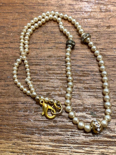 Luli Collar Perlas Antiguo Con Separador Cristales Bonito 1