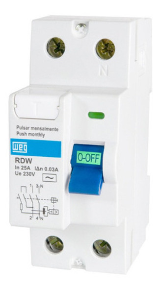 Disyuntor Diferencial Bipolar Weg Rdw 2x25amp 30ma 0