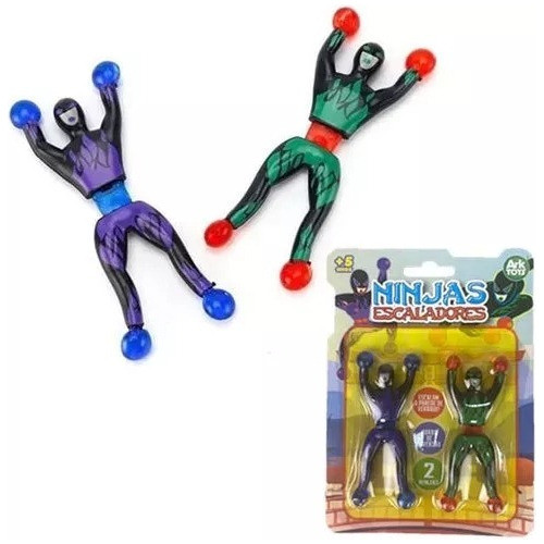 Boneco 2 Pç Super Ninjas Cartela Gruda Parede Vidro Escala 0