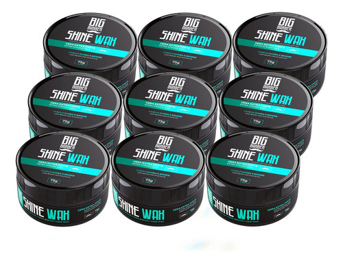 Cera Modeladora Shine Wax Big Barber 75g Fixadora Kit 9 Unid 0