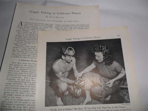 Antigua Nota 1949 Goggle Fishing In California Waters Boren 0