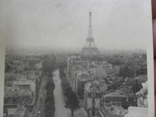 Antigua Foto Paris Torre Eiffel Ciudad Calle 0