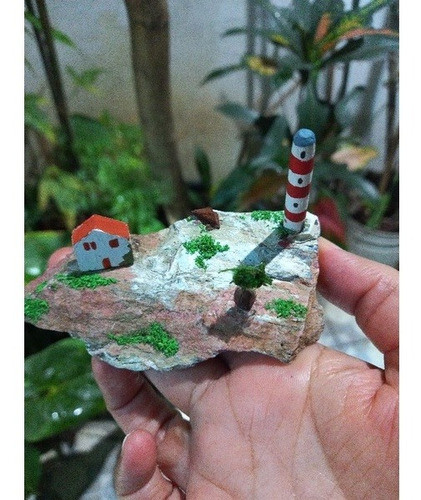 Pedra Rodonita Cenário Casa E Farol Sobre Rocha Cod15 1