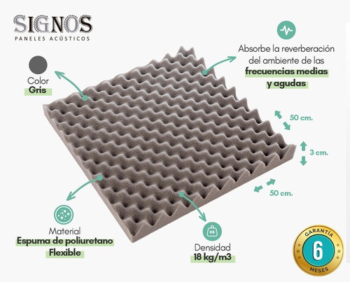 Pack 15 Paneles Acústico / Placa Acústica Signos 50x50x3 1