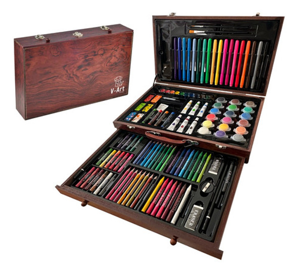 Set Arte Infantil Dibujo Maletin Madera Valija Pintura X 130 0