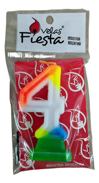 Vela Numero Fluo Fiesta Nº4 0