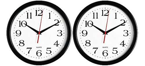 Bernhard Products Black Wall Clocks 2 Pack Silent Non Tickin 0