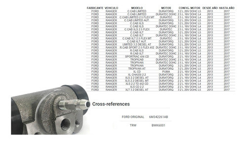 Cilindro Rueda Tras Ford Ranger 2.2/2.5/3.2 13-17 23,81mm 1