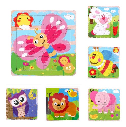 Pack X5 Rompecabezas De Madera Animales Transportes 0