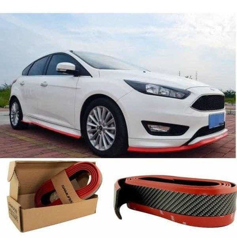 Bumper Faldon Lip Paragolpe Fibra Carbono Con Línea Roja 0