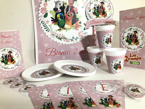 Cotillón Infantil Personalizado X 25 La Granja Rosa 1
