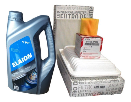 Kit Filtros + Aceite Elaion 10w40 Toyota Corolla Año 2019 0