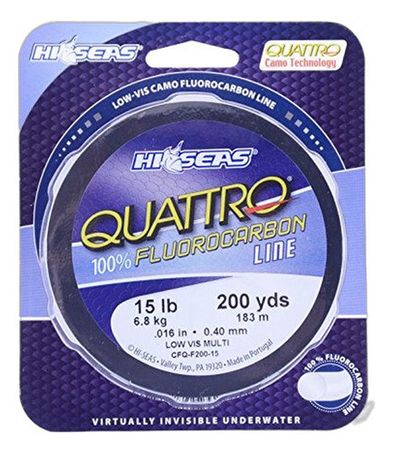 Línea Hi-seas Quattro 100% Fluorocarbono, Prueba De 12 Libra 0