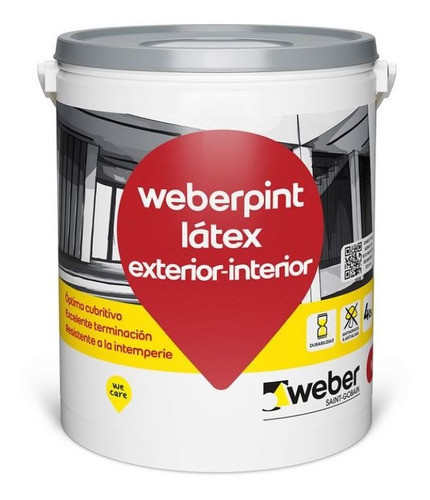 Pintura Latex Weberprint Interior Exterior 10kg Gris Lavable 0