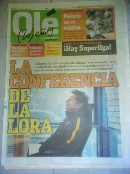 Diario Ole 13 Julio 2016 Barros Schelotto Boca 0
