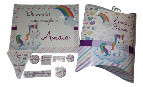 Combo Cumpleaños Unicornio  Personalizado 0