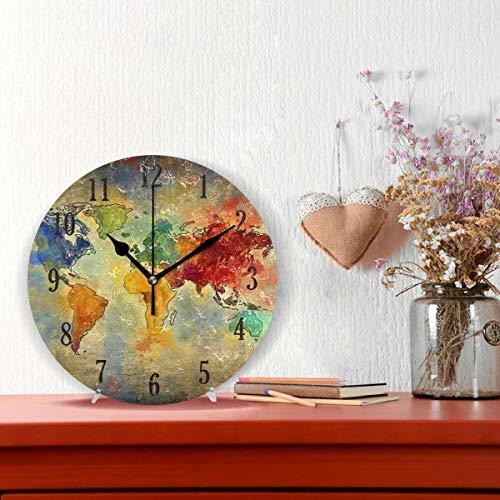 Senya Redondo Colorido Mundo Diversidad Mapa Reloj De Pared 1