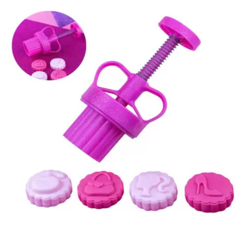 Kit Ejetor Max Bonequinha Barbie Rosa Glitter 1