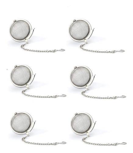 6 Unidades De Filtro De Chá De Aço Inoxidável Mesh Tea Ball 0
