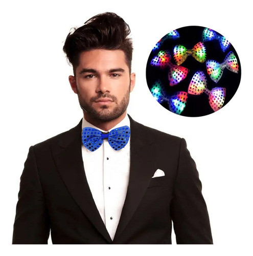 Moño Led Luminoso Cotillon Lentejuelas Carioca Fiesta X12 0