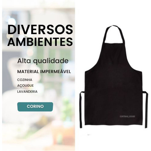 10 Avental Corino Impermeável Cozinha Lavagem Mecanica 50 Cm 0