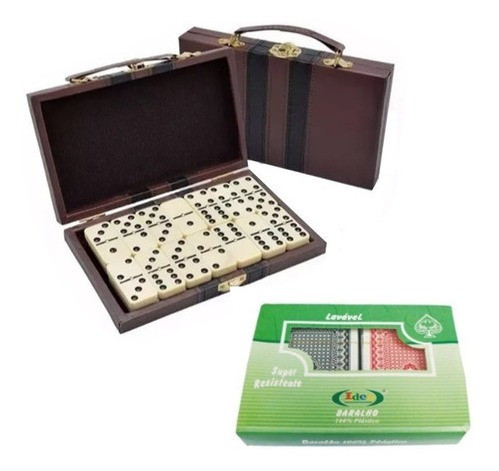 Domino Osso Com Maleta E 2 Baralho Truco Carteado 0