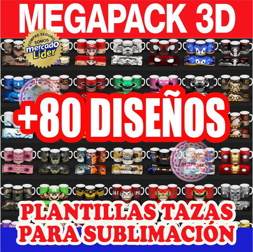 Megapack Plantillas 3d Tazas Sublimación Y Mockup Kit 1