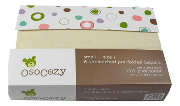 6 Pañales Ecologicos Reutilizables 100% Algodón Predoblados 1