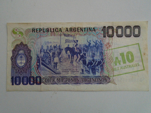Peso Argentino Con Sello Austral 10000 Antiguo 1