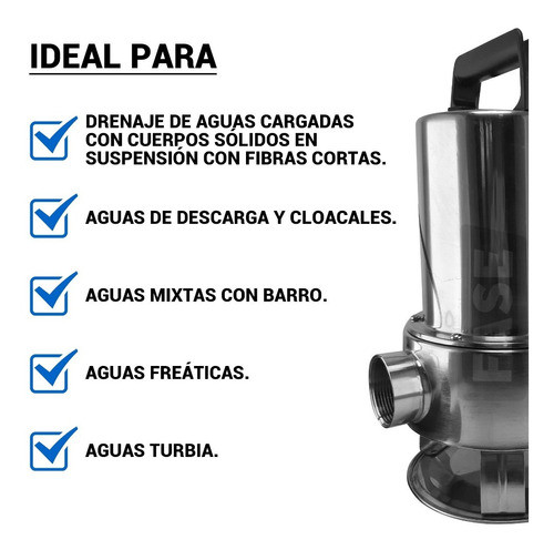 Bomba Sumergible Lusqtoff Inoxidable Agua Sucia 750w Lsi-750 1