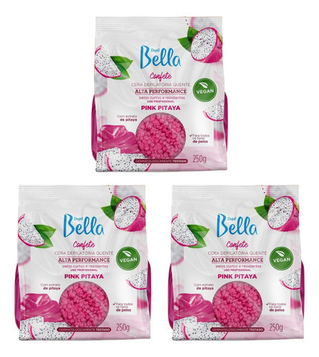 Depilatorio Depil Bella Cera Confete 250g Pink - Kit C/ 3un 0
