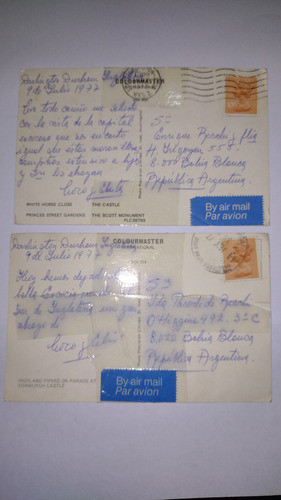 Escocia Estampillas Postales Años 70 Circuladas Bellas 1